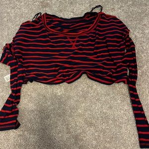 cropped striped longsleeve shirt